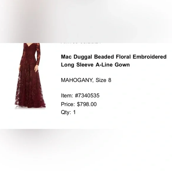 Mac Duggal Beaded Floral-Embroidered Evening Gown - Picture 2 of 2